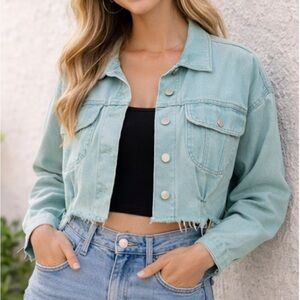 Elliatt Aqua Blue Denim Jacket Size S-M Women